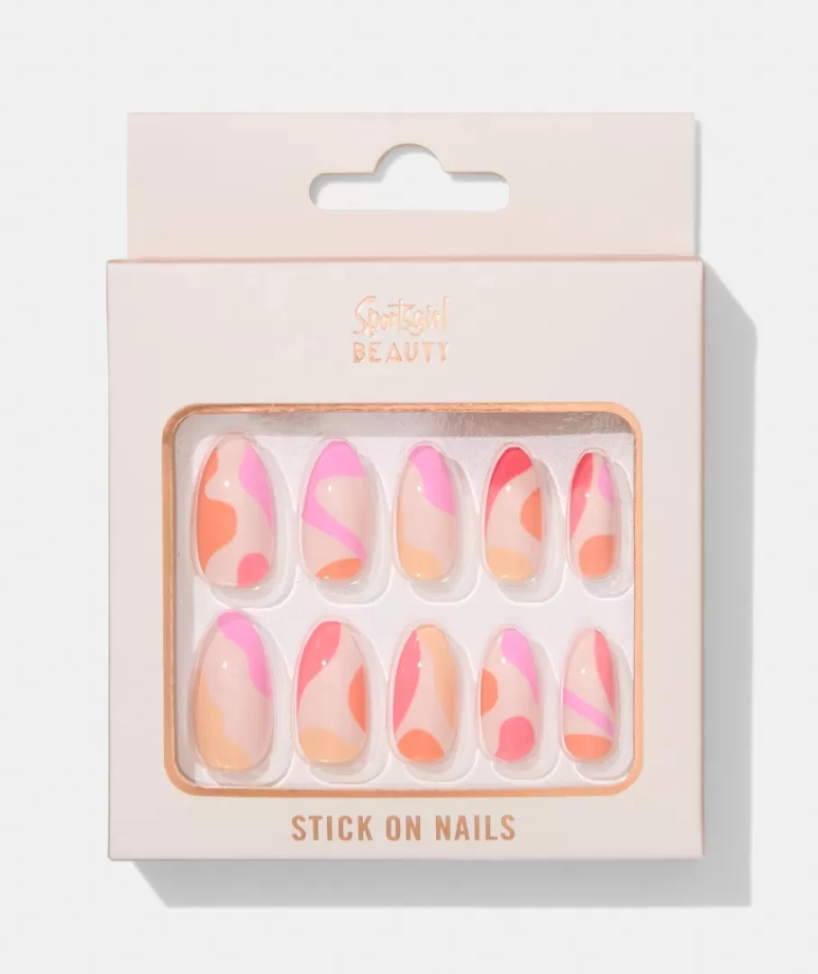 Sportsgirl Nails<STICK ON NAILS - PINK AND ORANGE SWIRL