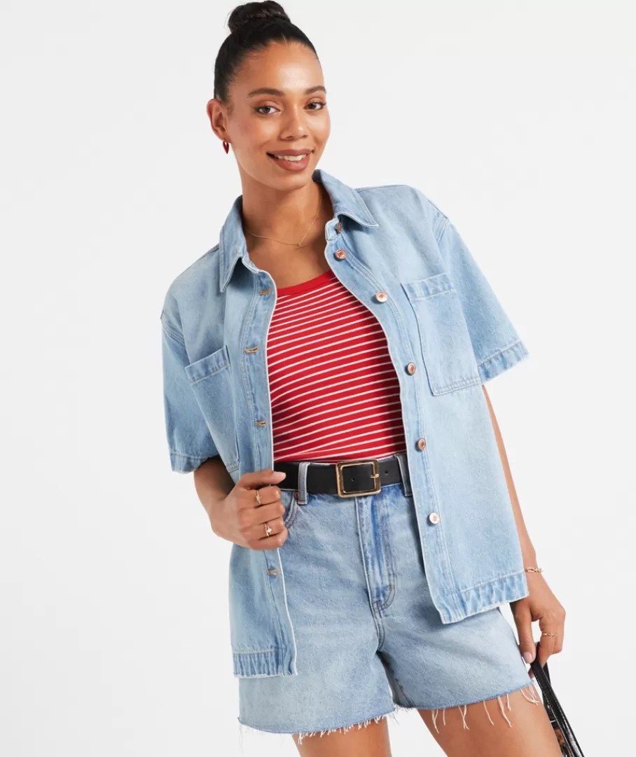 Sportsgirl Jackets & Blazers<TERESA SHORT SLEEVE DENIM SHACKET