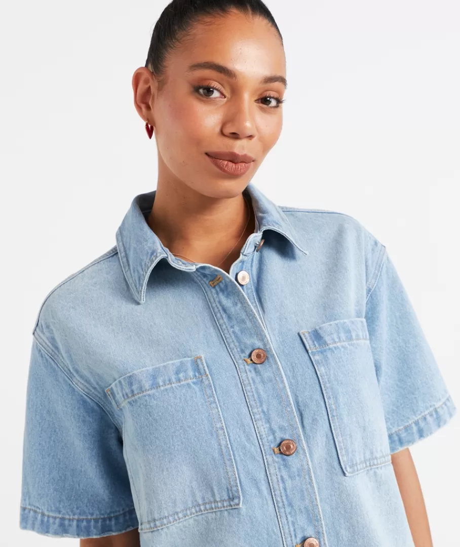 Sportsgirl Jackets & Blazers<TERESA SHORT SLEEVE DENIM SHACKET