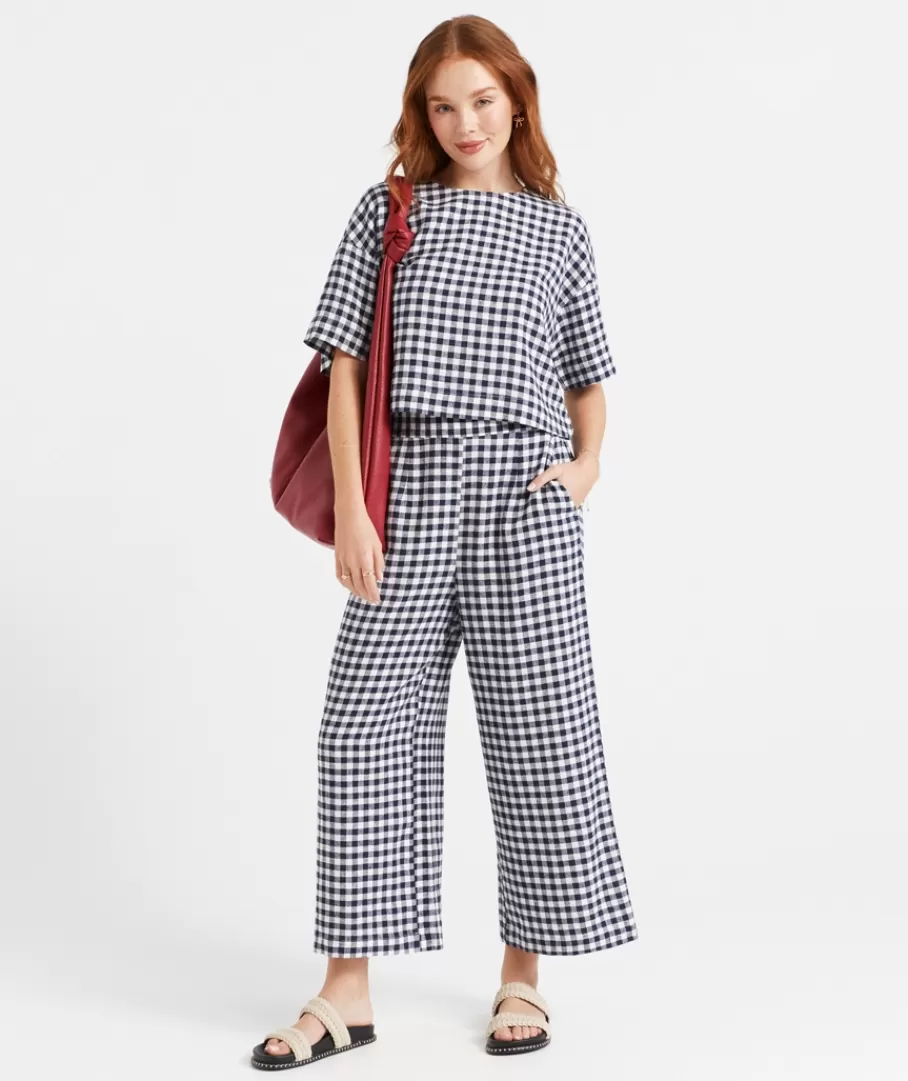 Sportsgirl Linen | Sets<THE EUROPEAN LINEN BLEND GINGHAM CULOTTE