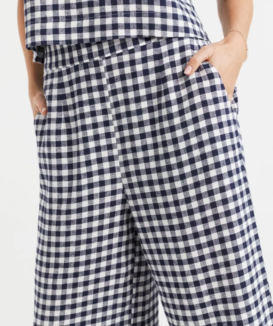 Sportsgirl Linen | Sets<THE EUROPEAN LINEN BLEND GINGHAM CULOTTE