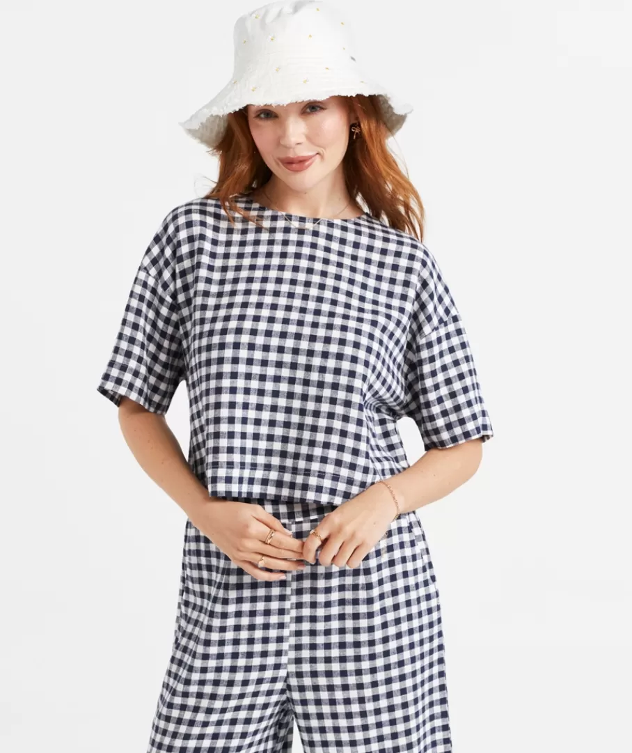 Sportsgirl Linen | Sets<THE EUROPEAN LINEN BLEND GINGHAM TEE