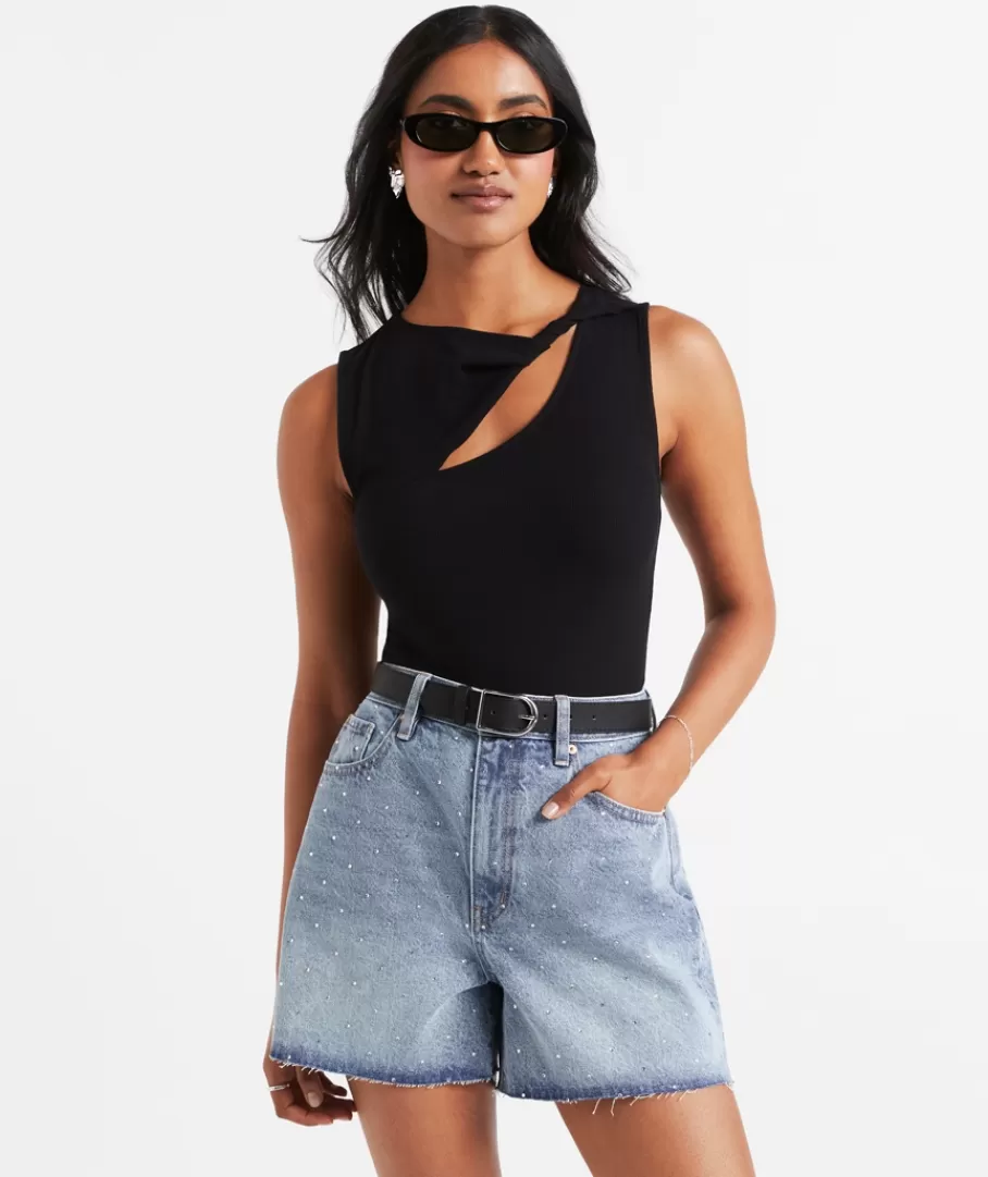 Sportsgirl Shorts | Shorts<THE HIGH RELAXED EMBELLISHED DENIM SHORT