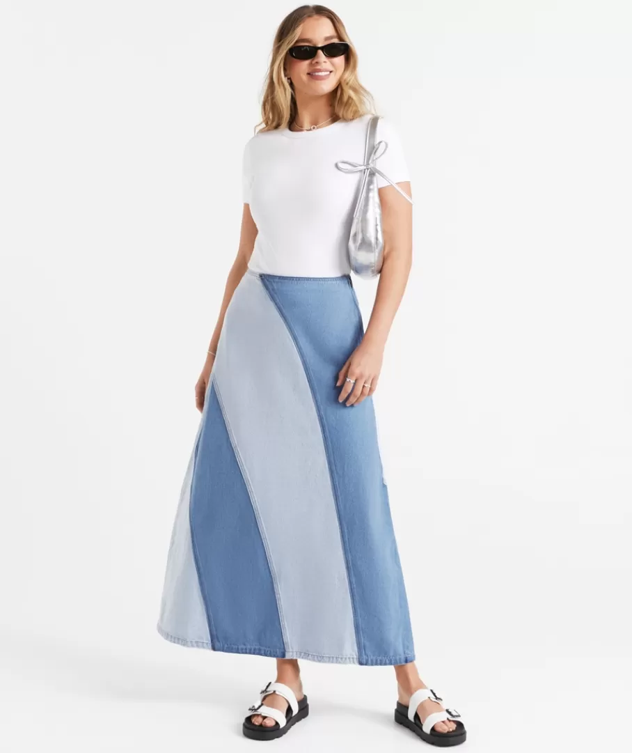 Sportsgirl Skirts | Skirts<TIBBY SPLICED DENIM MAXI SKIRT