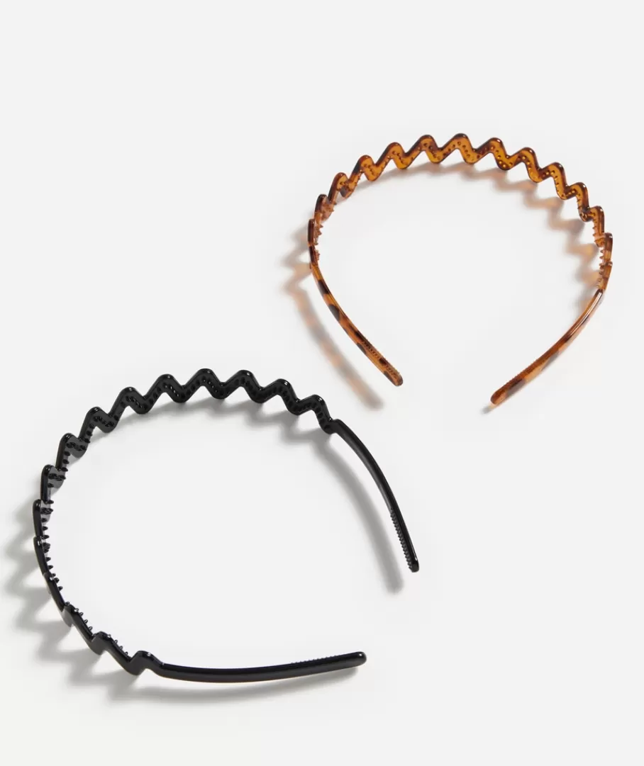 Sportsgirl Hair Accessories<TORT AND BLACK SQUIGGLE HEADBAND PACK