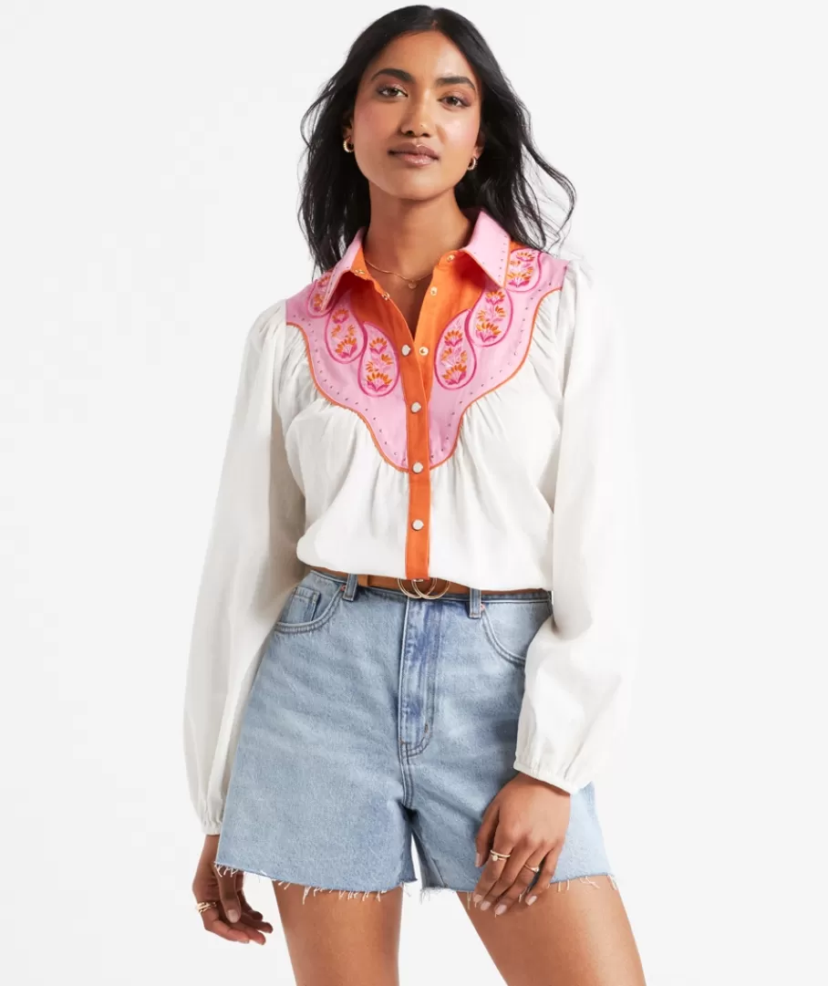 Sportsgirl Shirts & Blouses | Shirts & Blouses<ZOE EMBELLISHED YOKE SHIRT