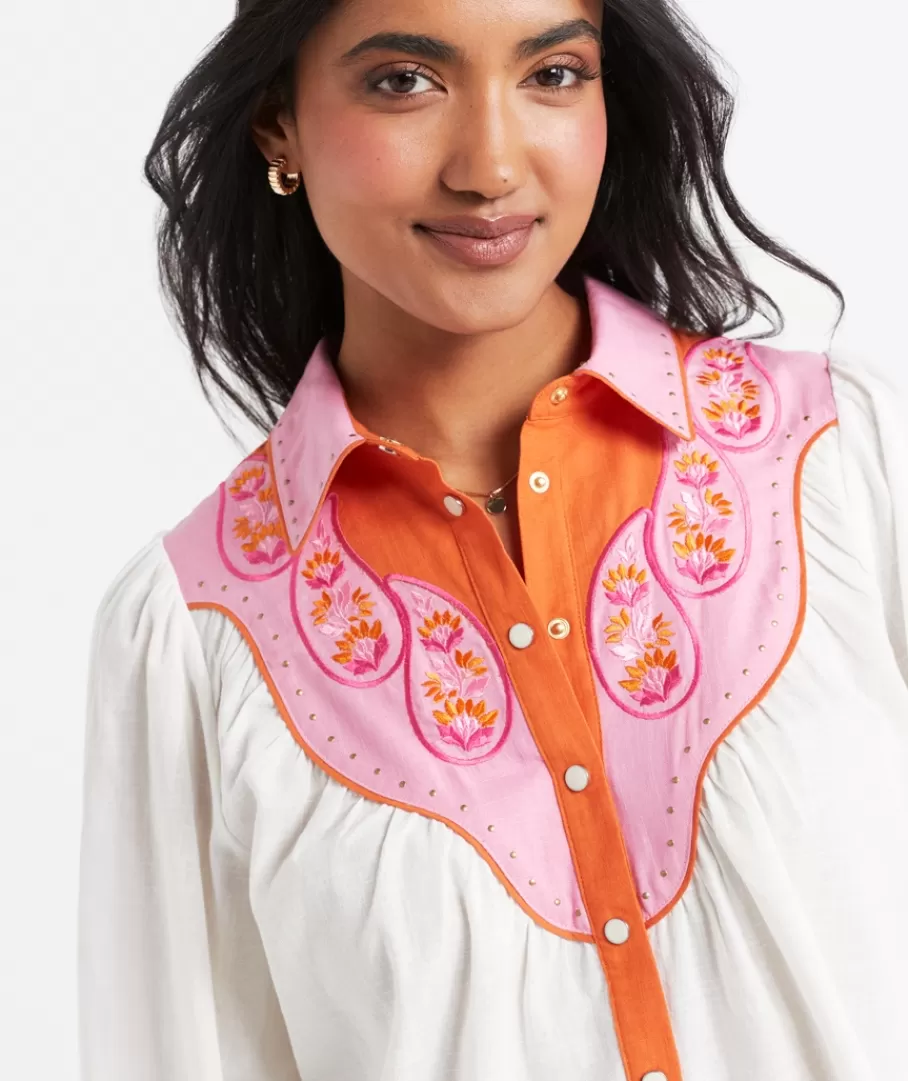 Sportsgirl Shirts & Blouses | Shirts & Blouses<ZOE EMBELLISHED YOKE SHIRT